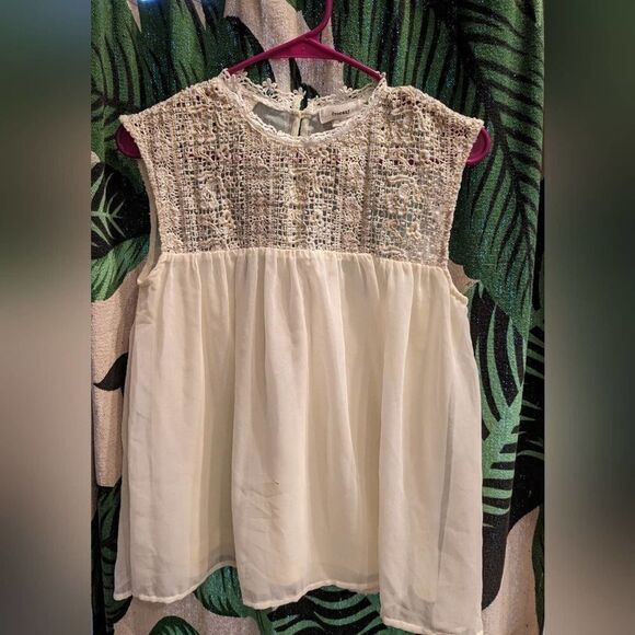 Ivory Chiffon boho FREEWAY Top sz S - Picture 1 of 7